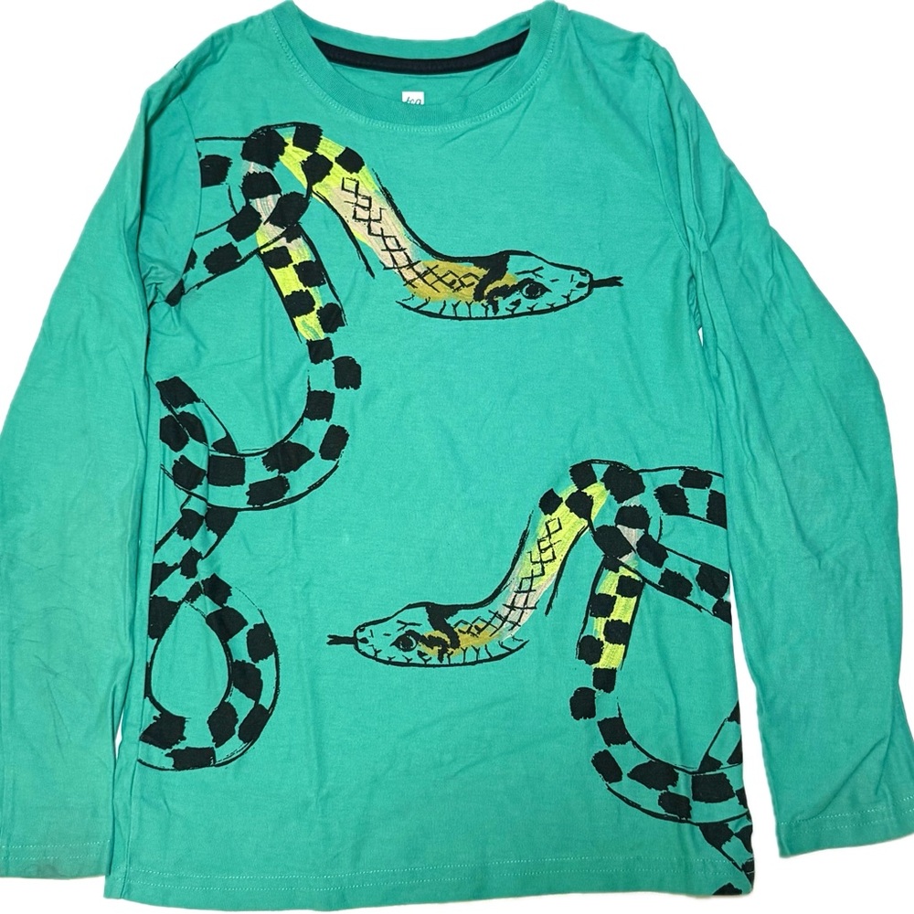 Tea Collection Turquoise Snake Print Shirt